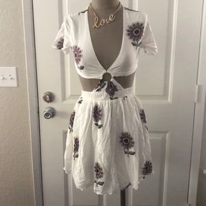 White flower cut out dress